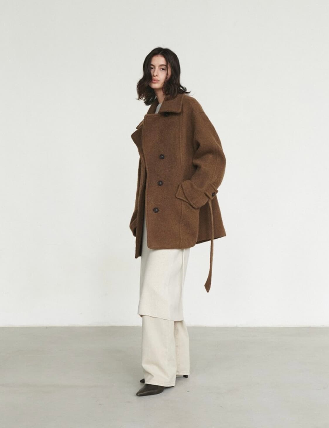 루에브르 알파카 부클 벨티드 코트 브라운 상품이미지4