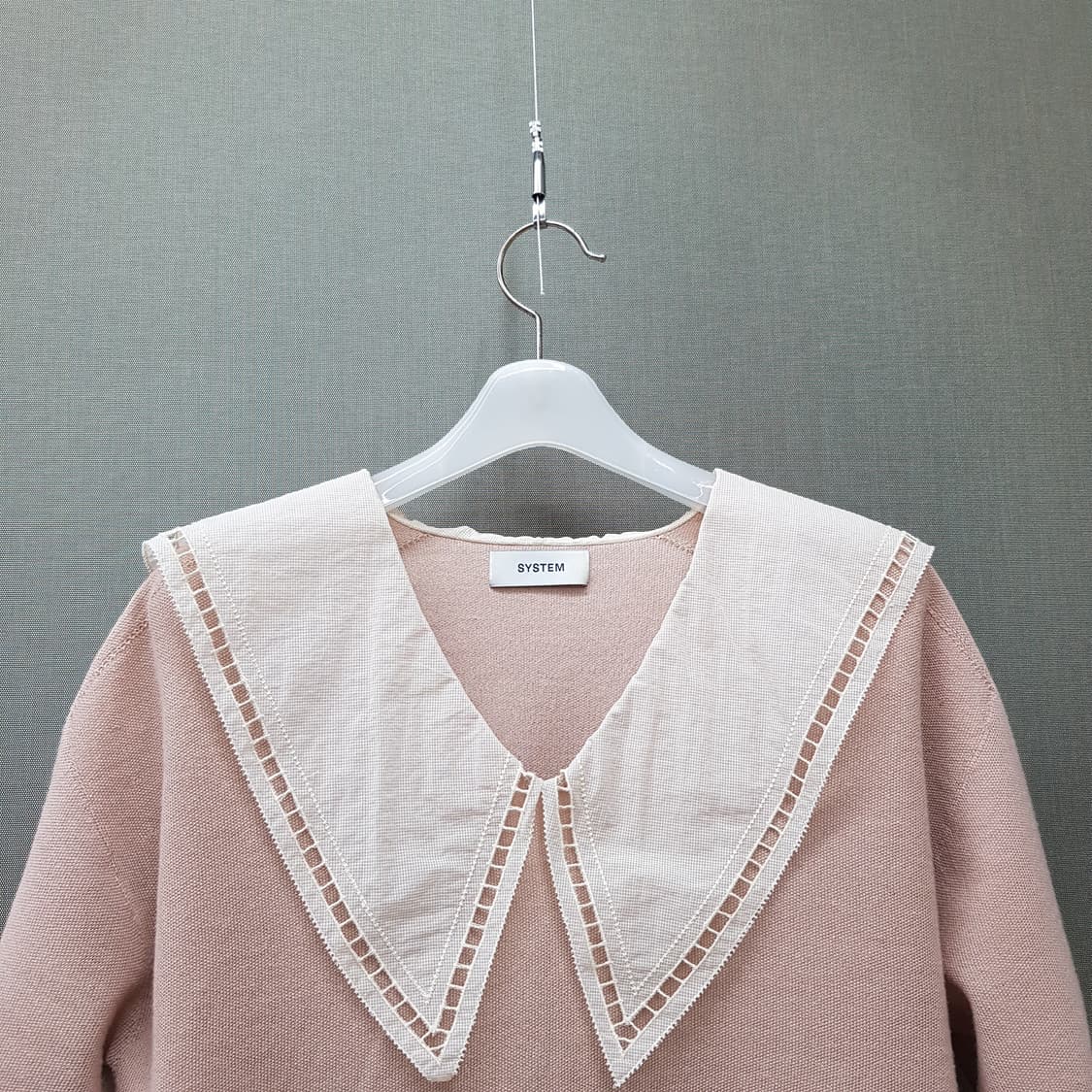 한섬 시스템 2021 빅 세일러카라 배색 니트 탑 90F사이즈 상품이미지2