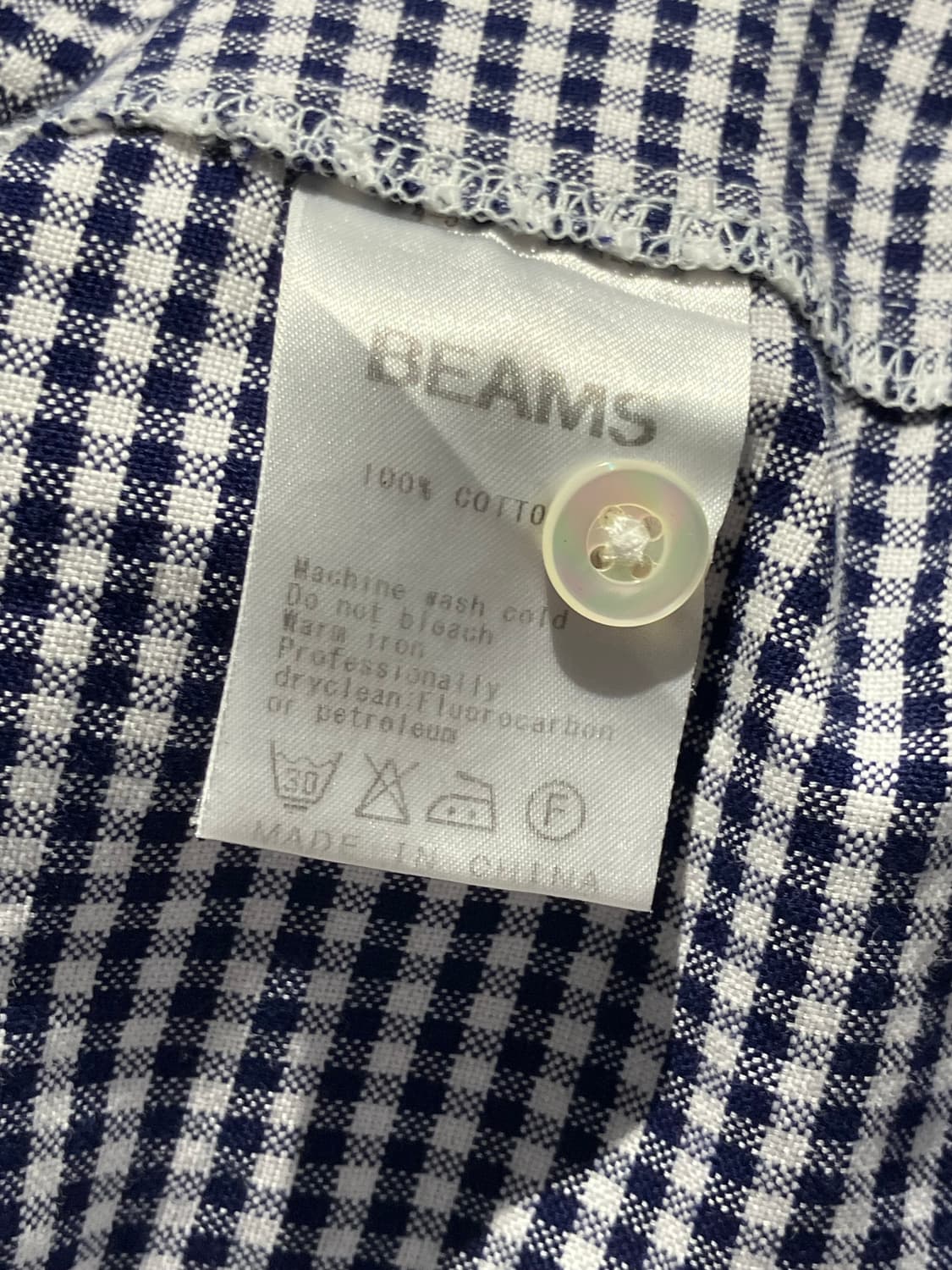 Beams 카라 배색 포인트 체크 코튼 셔츠 L 상품이미지6