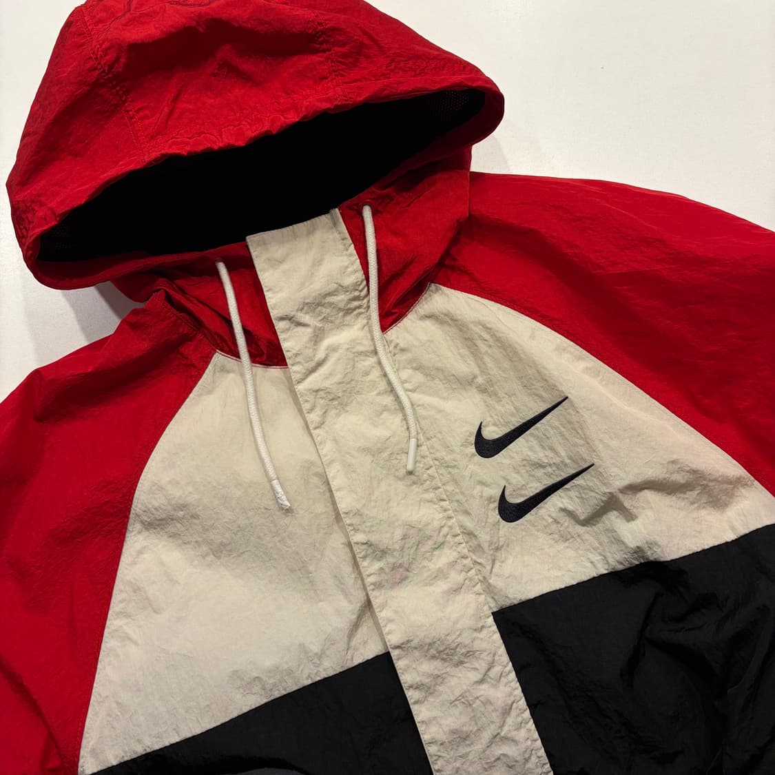 [L] 나이키 더블 스우시 우븐 바람막이 자켓 레드 블랙 C51 상품이미지3