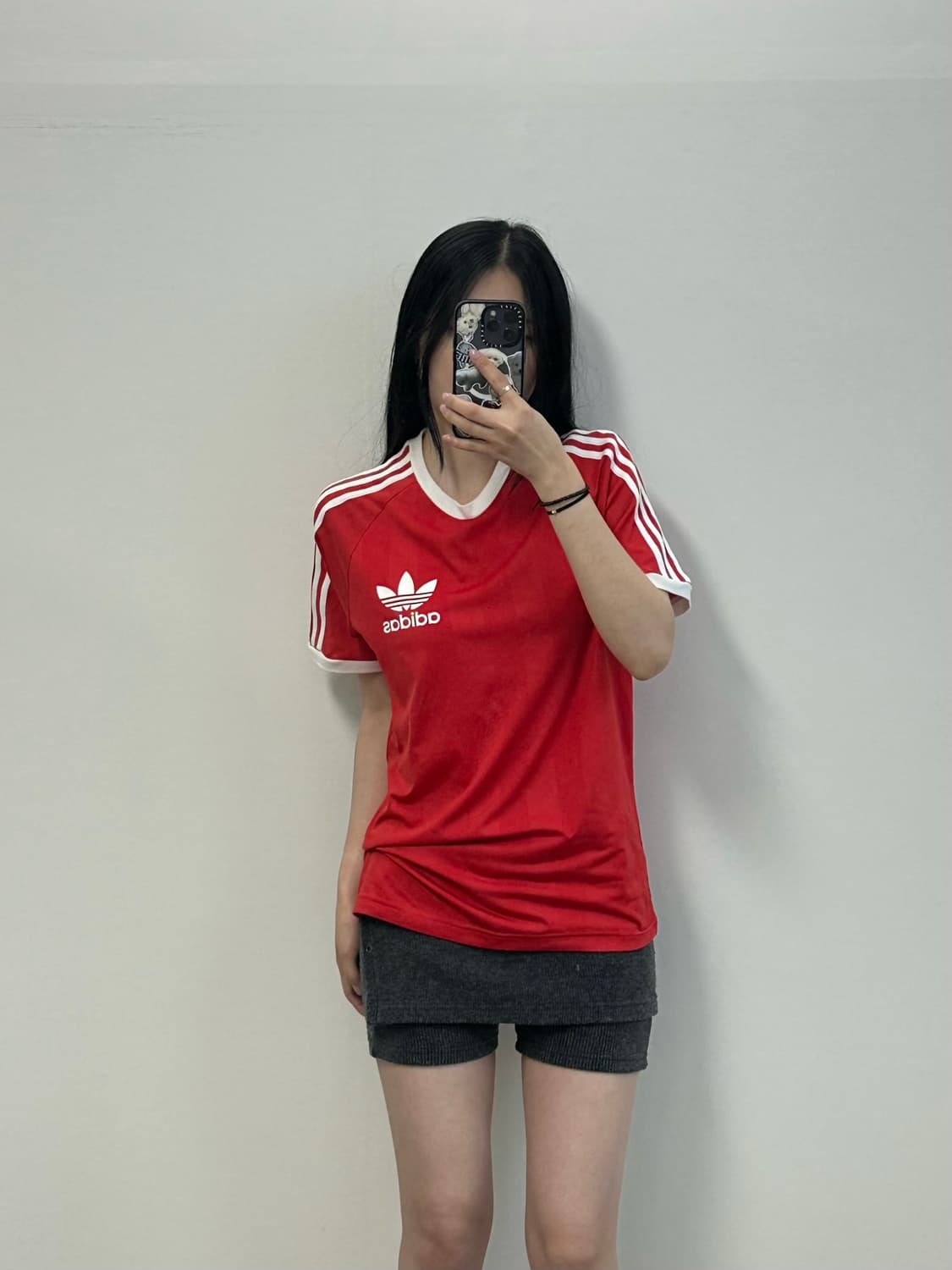 아디다스 3s 레드 반팔 링거 티셔츠 상품이미지1