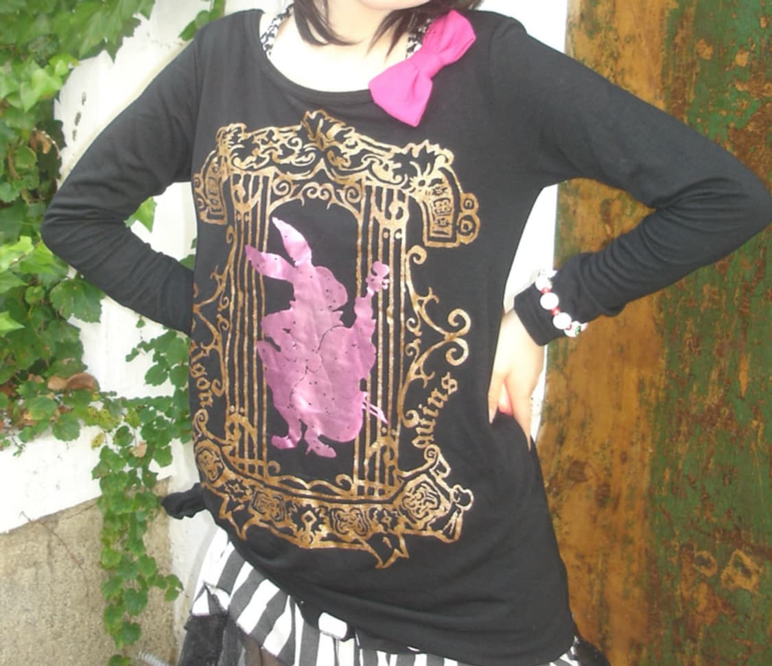 알곤퀸즈 우사기 갸루 리본 키치 고딕 y2k 대장템 펑크 일브 롱슬리브 상품이미지1