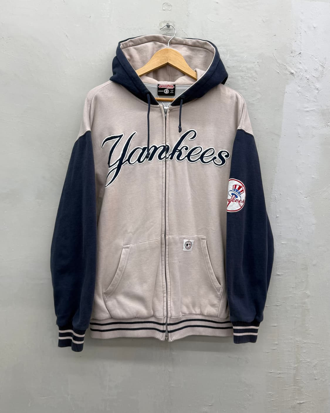 제뉴언 머천다이즈 00s NY YANKKES 컬러블럭 스웻 후드집업 상품이미지1