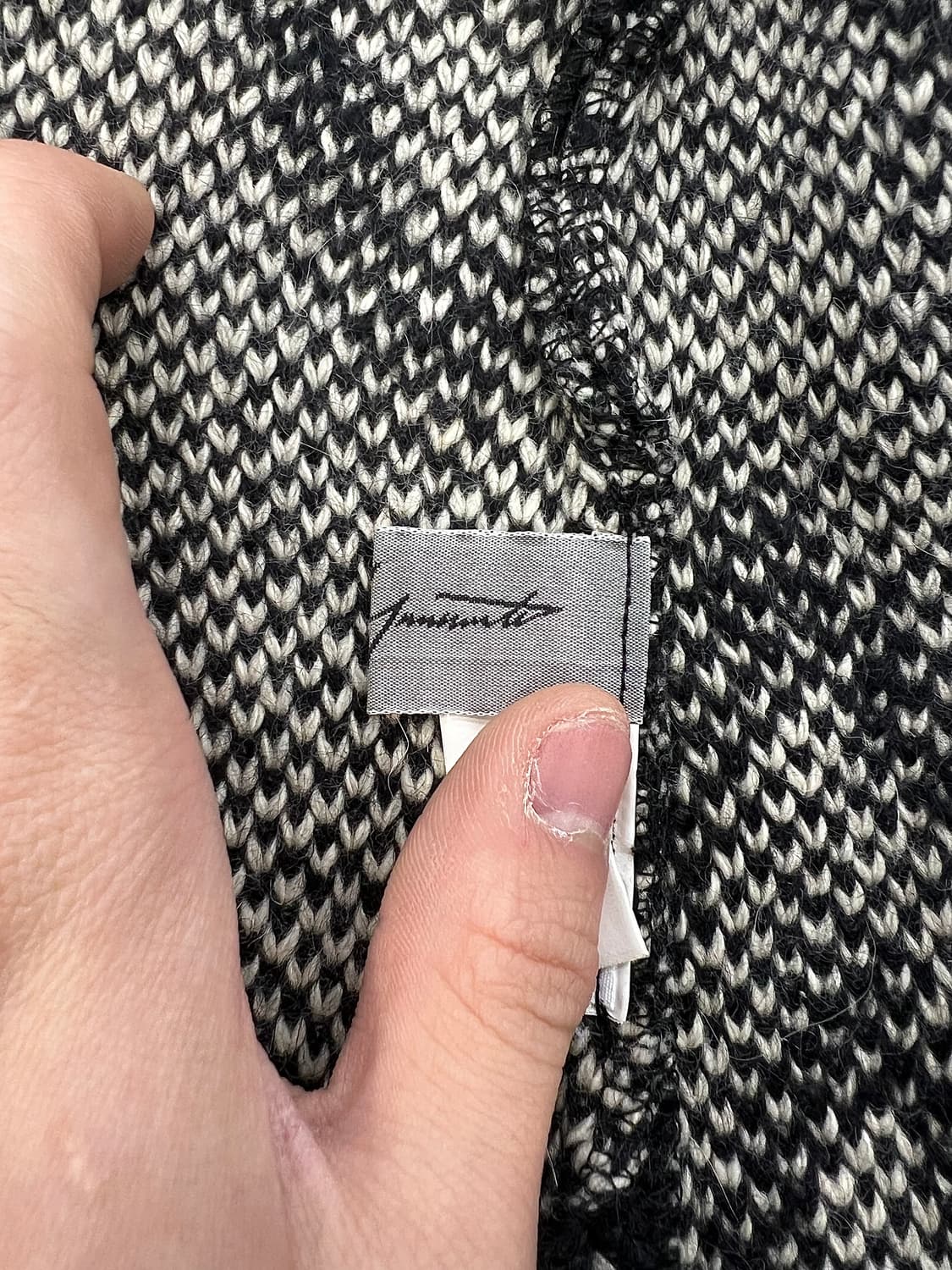 요지야마모토 블랙 믹스드 쉐브론 케이프 트위드 니트 가디건  상품이미지8