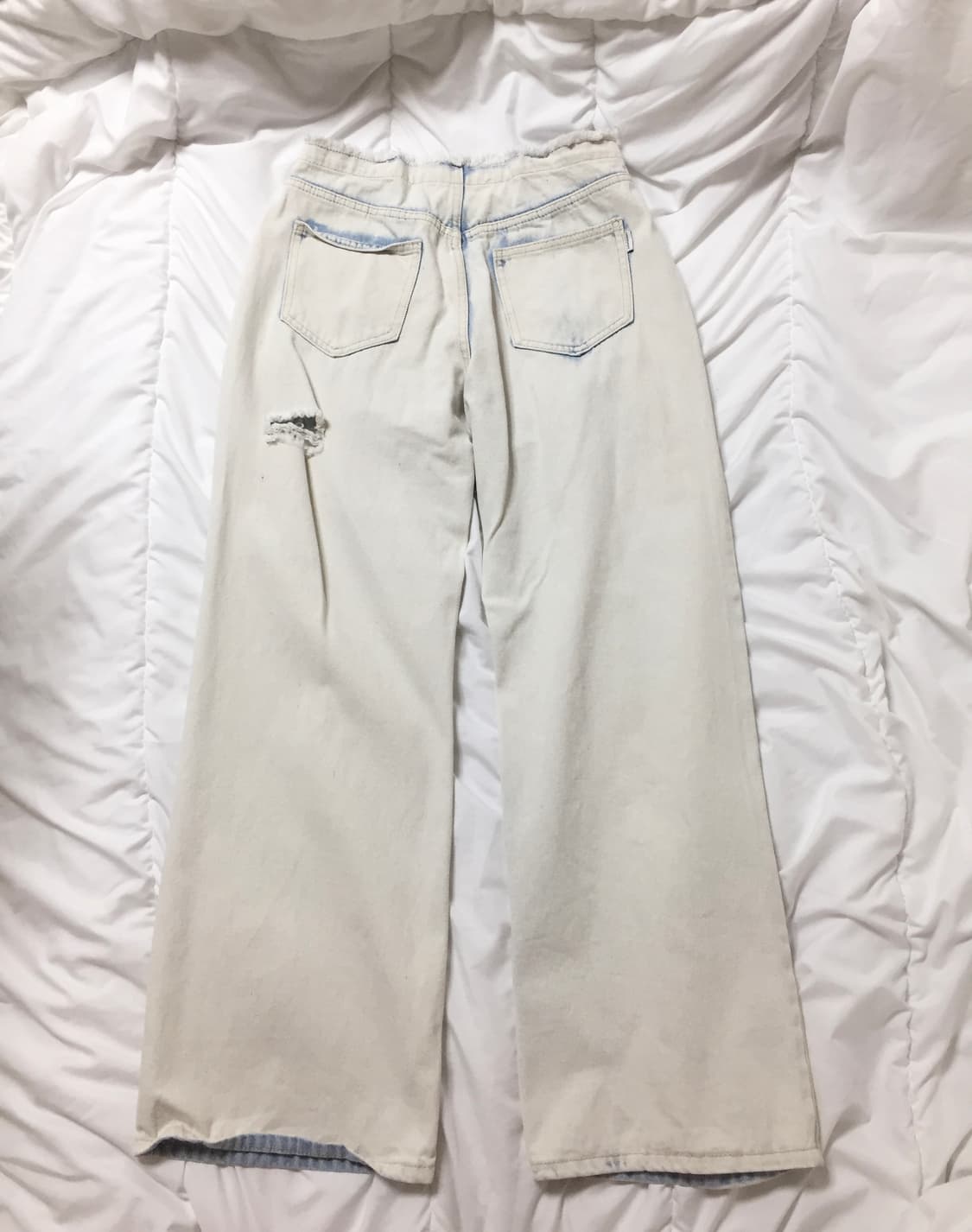 연청 로우라이즈 데미지 와이드 진 연청바지 상품이미지3