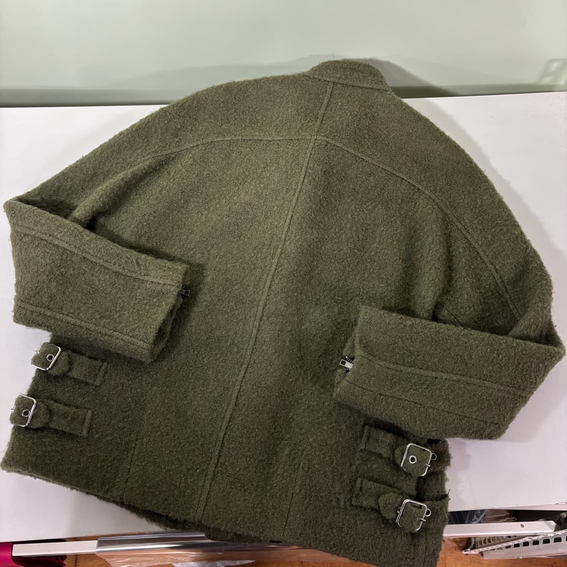 우먼M-L 자라 카키 울 부클 블루종자켓 상품이미지3