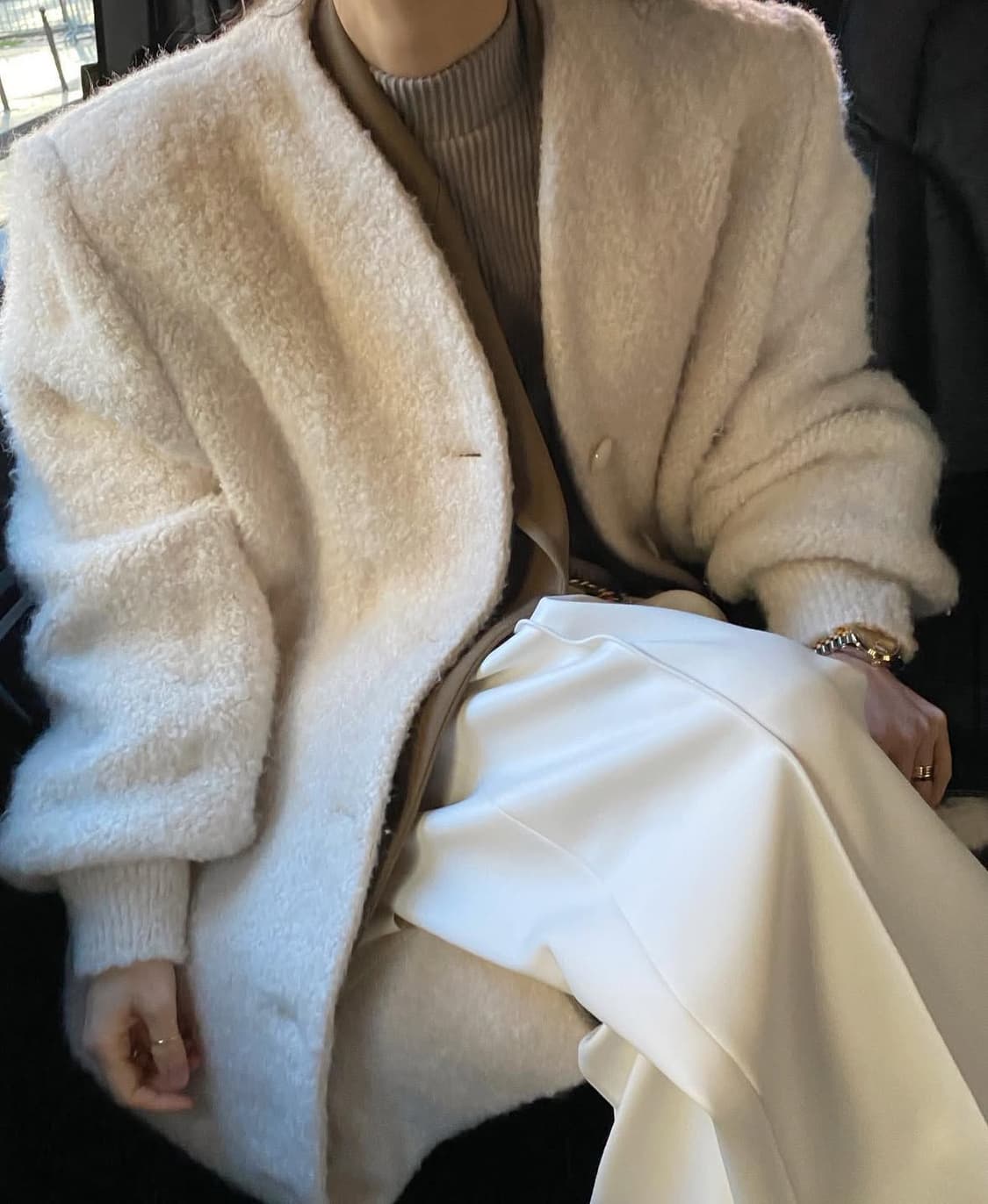 드래곤블루스 텍스처드 노카라 니트코트 상품이미지5