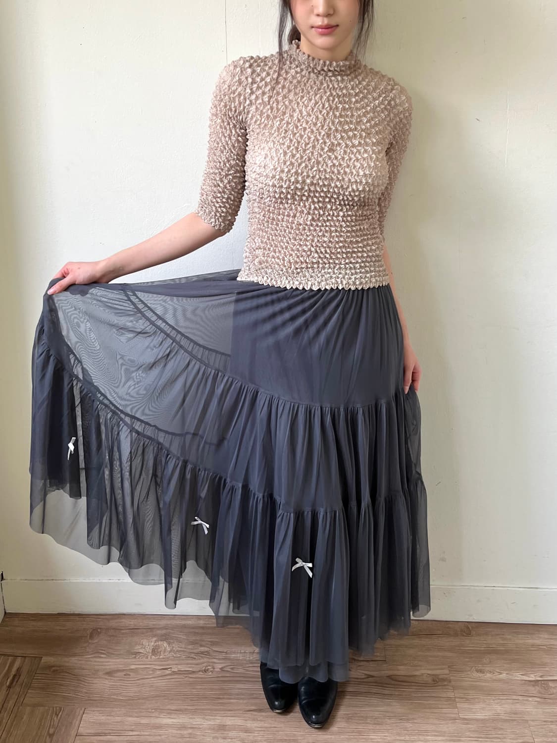 TYTYCLAPPY 레이스 롱 스커트 상품이미지6