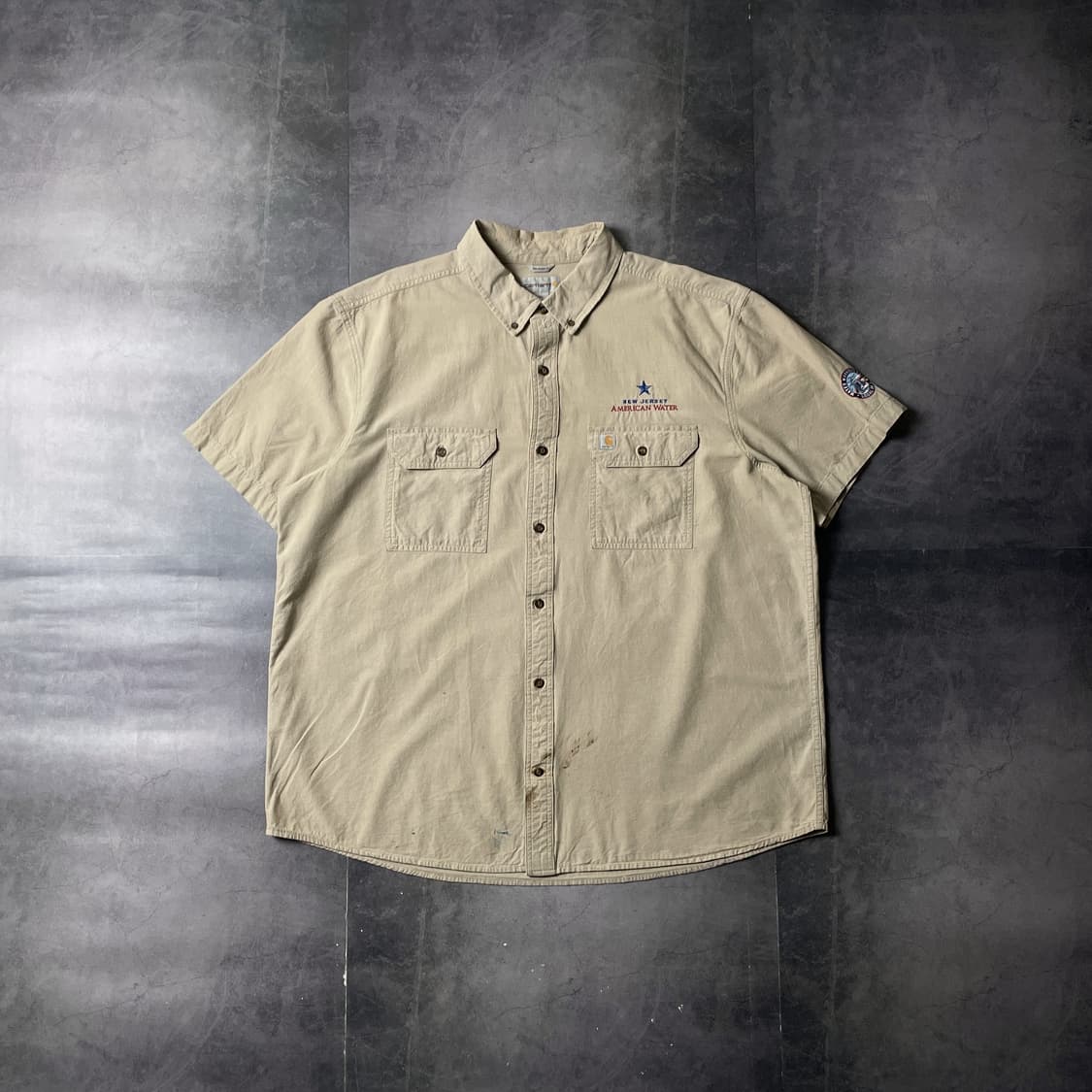 CARHARTT 칼하트 빈티지 베이지 코튼 워크 반팔 셔츠 A00793 상품이미지1