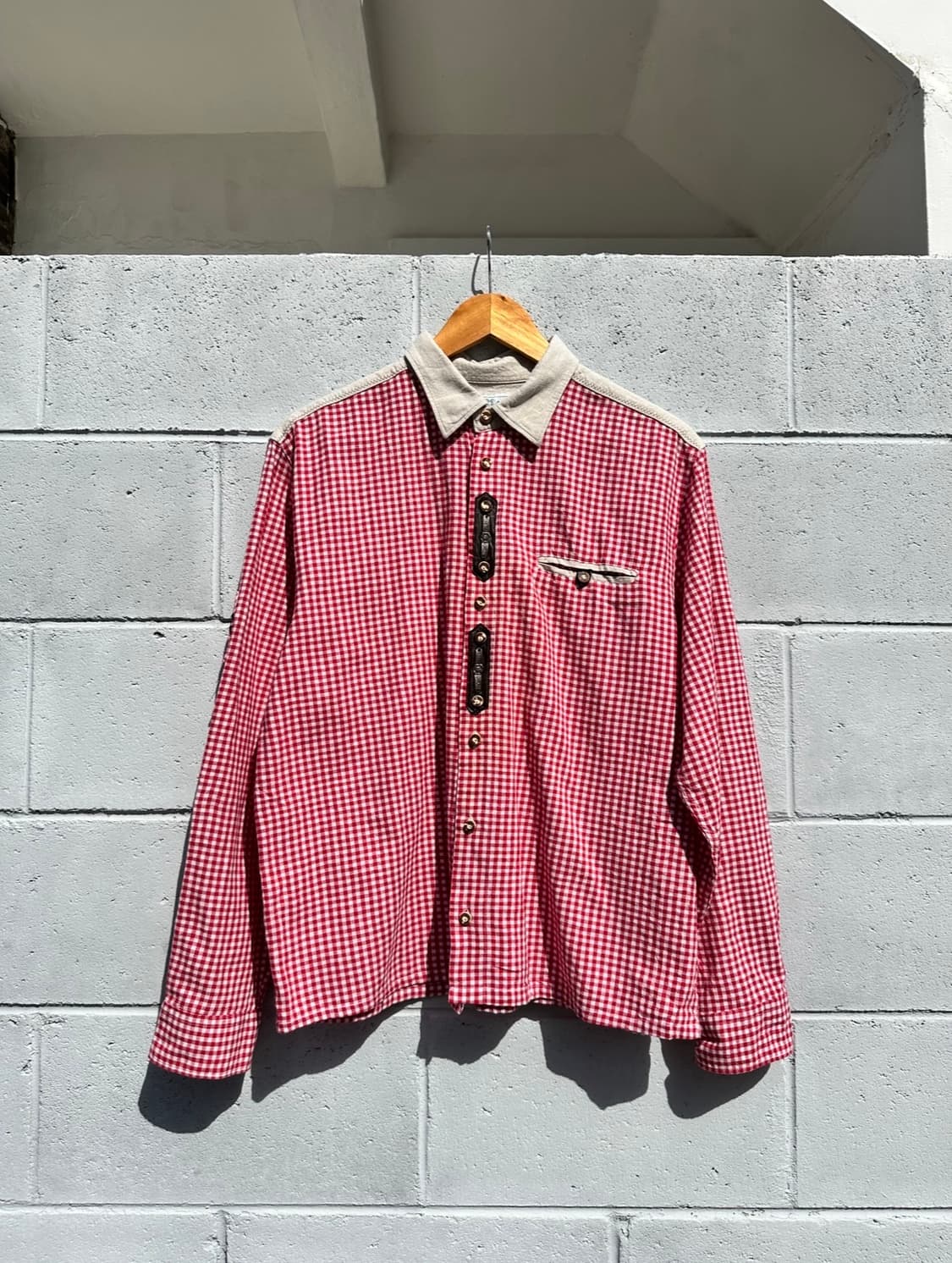 트라흐텐 레드 깅엄 체크 셔츠 상품이미지1
