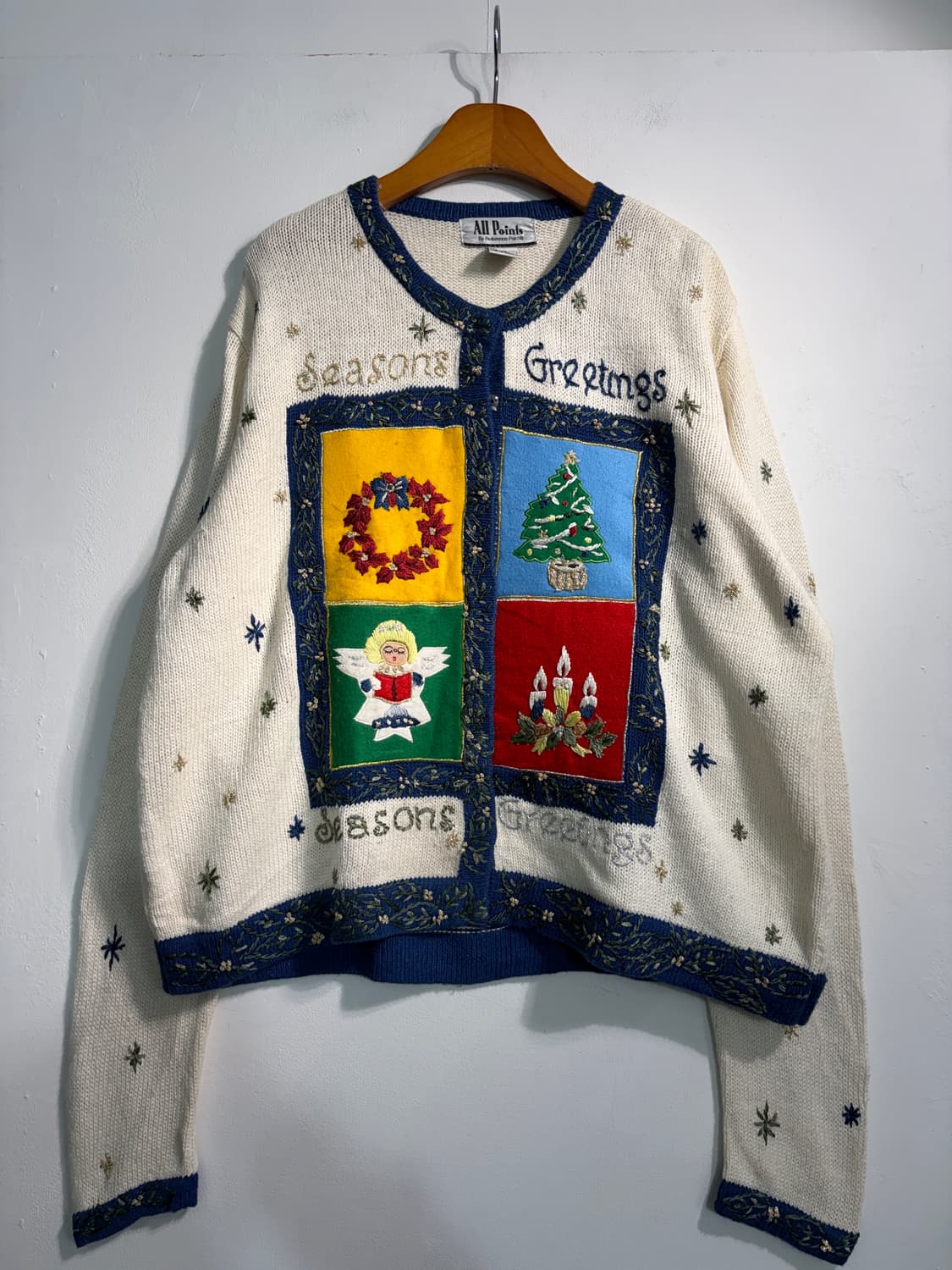 U.S.A. 크리스마스 어글리니트 라미&코튼 가디건 L 상품이미지1
