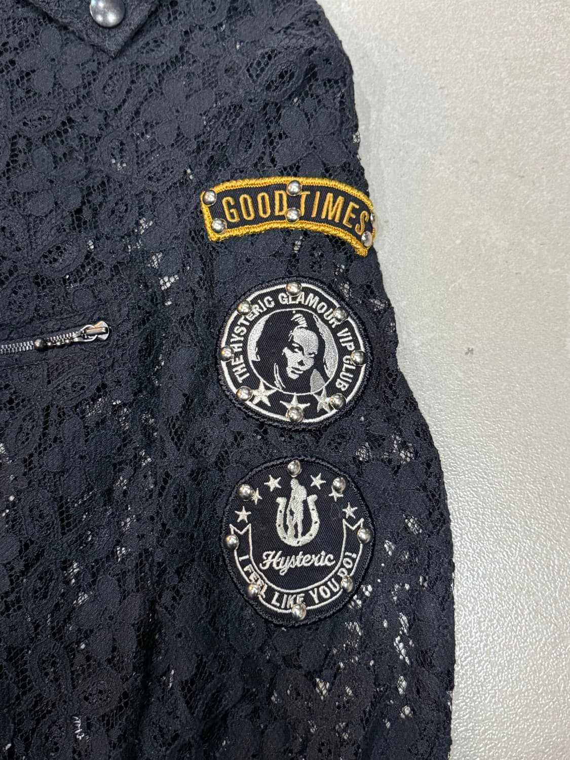 히스테릭 글래머 아카이브 스터드 패치 폭탄 쉬폰 라이더 자켓 상품이미지3