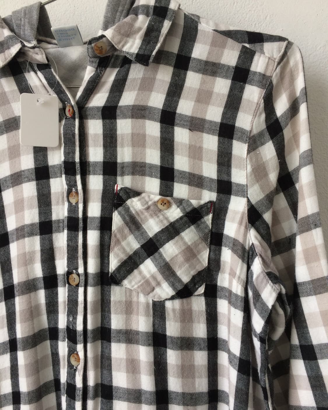 Check pattern hood layered shirt 상품이미지4