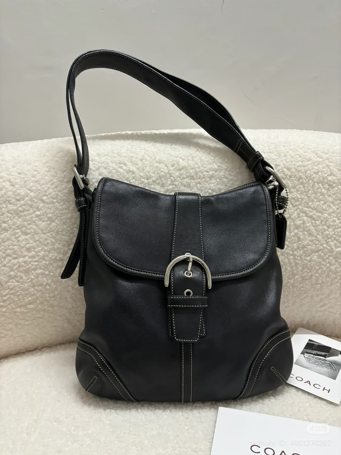 90s coach 코치 클래식 블랙 레더 소호백 숄더백 크로스백 상품이미지5