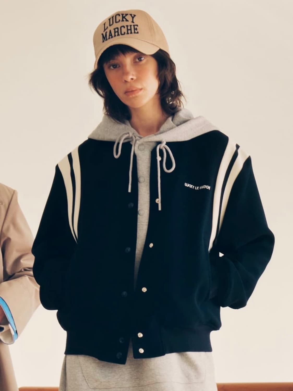 럭키마르쉐 르매치 바시티 야구점퍼 자켓 네이비 S 상품이미지4