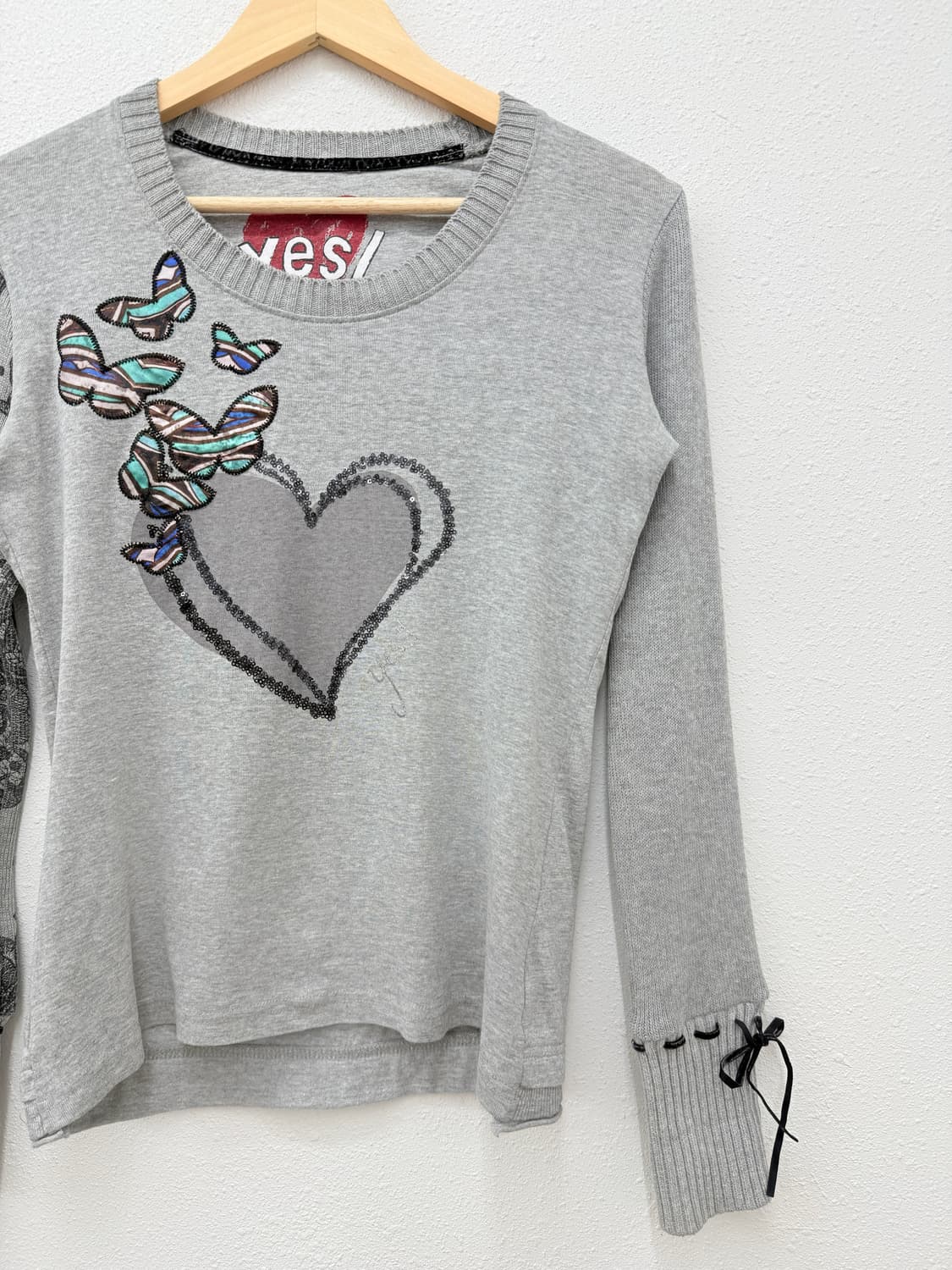 빈티지 Desigual 그레이 레이스 레터링 니트 상품이미지2