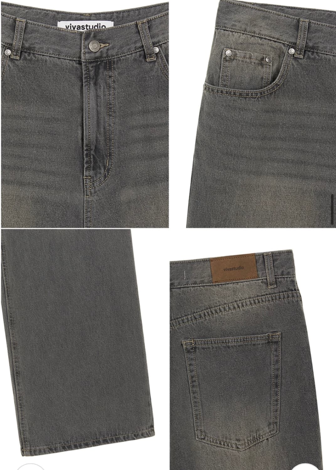 비바스튜디오 WIDE DENIM PANTS [SAND BLACK] M 상품이미지6