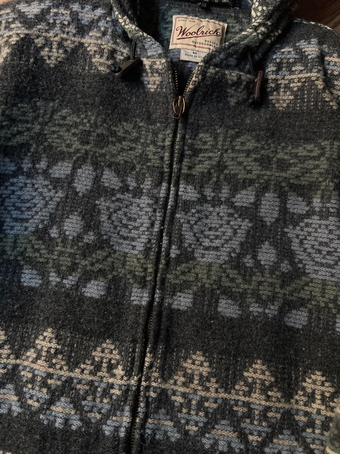 [M]90's 울리치 Made in USA 빈티지 패턴 후드 코트 상품이미지3