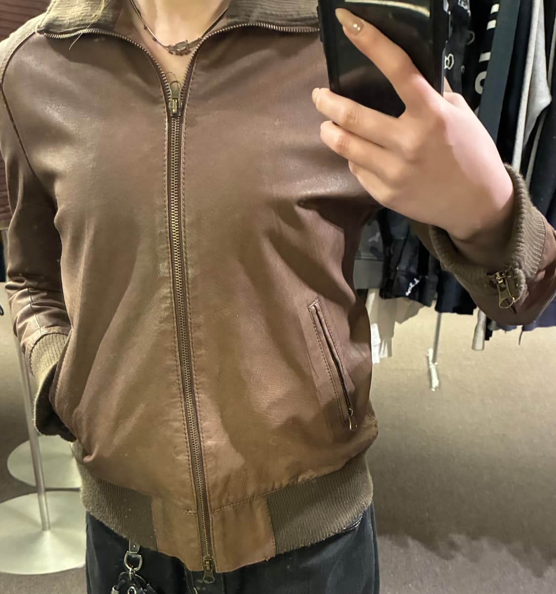 2)mystic 빈티지 여성 브라운 레더 자켓 상품이미지2