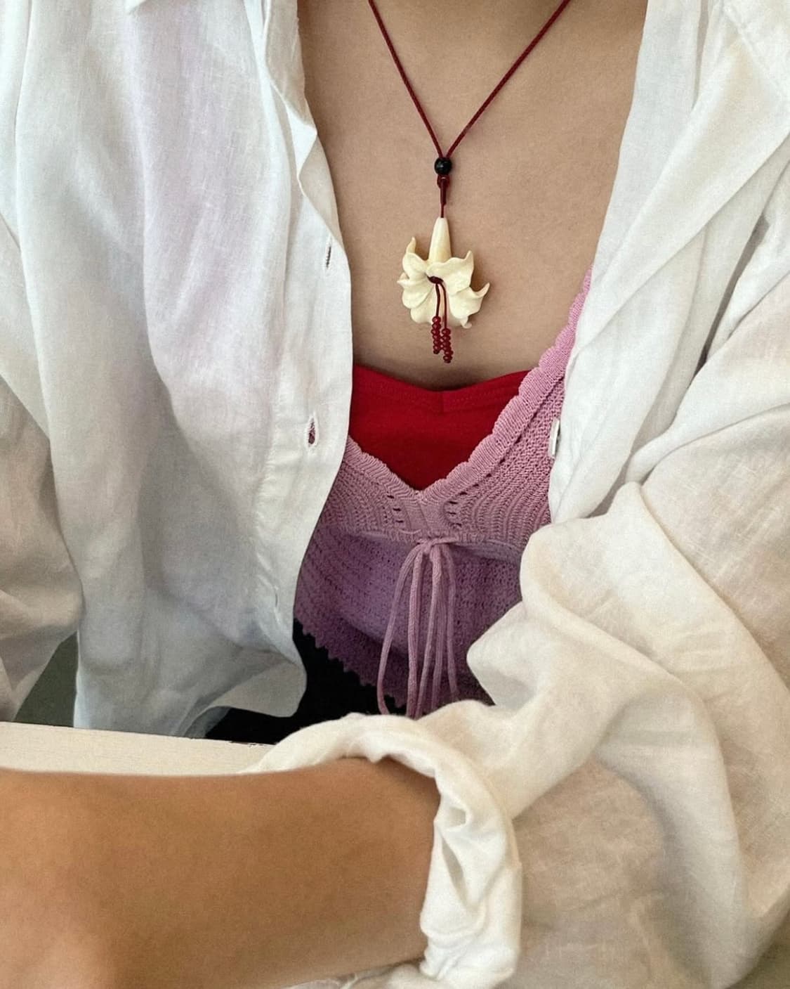 플라워 비즈 핸드메이드 에스닉 히피 모리 목걸이  상품이미지5