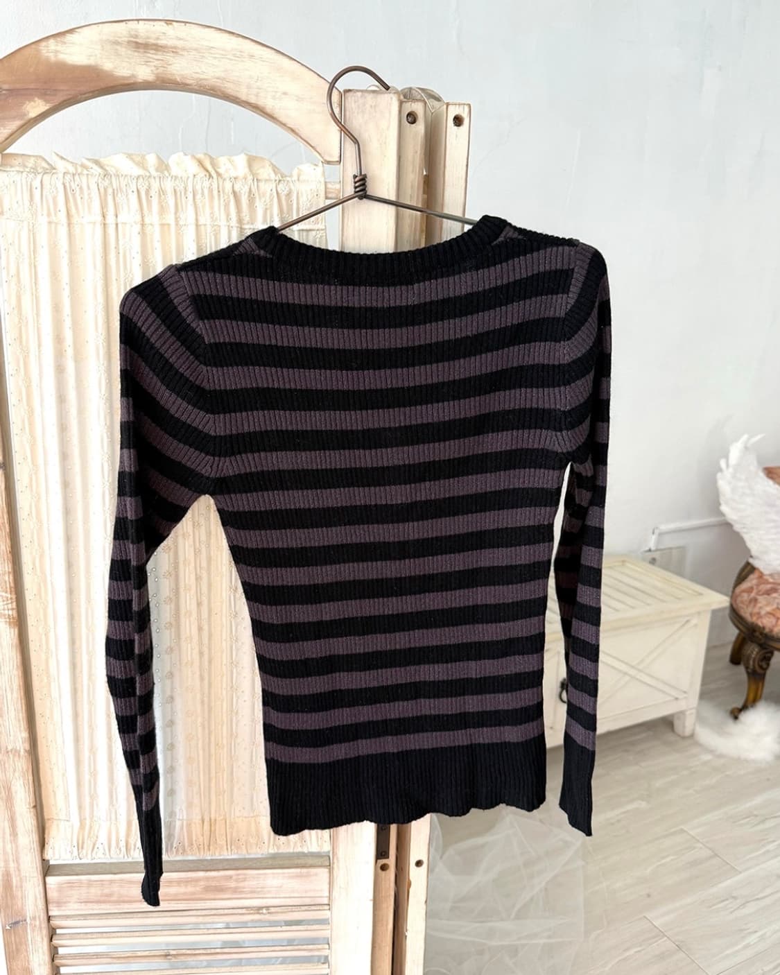 Deep purple and black stripe long sleeve 상품이미지8