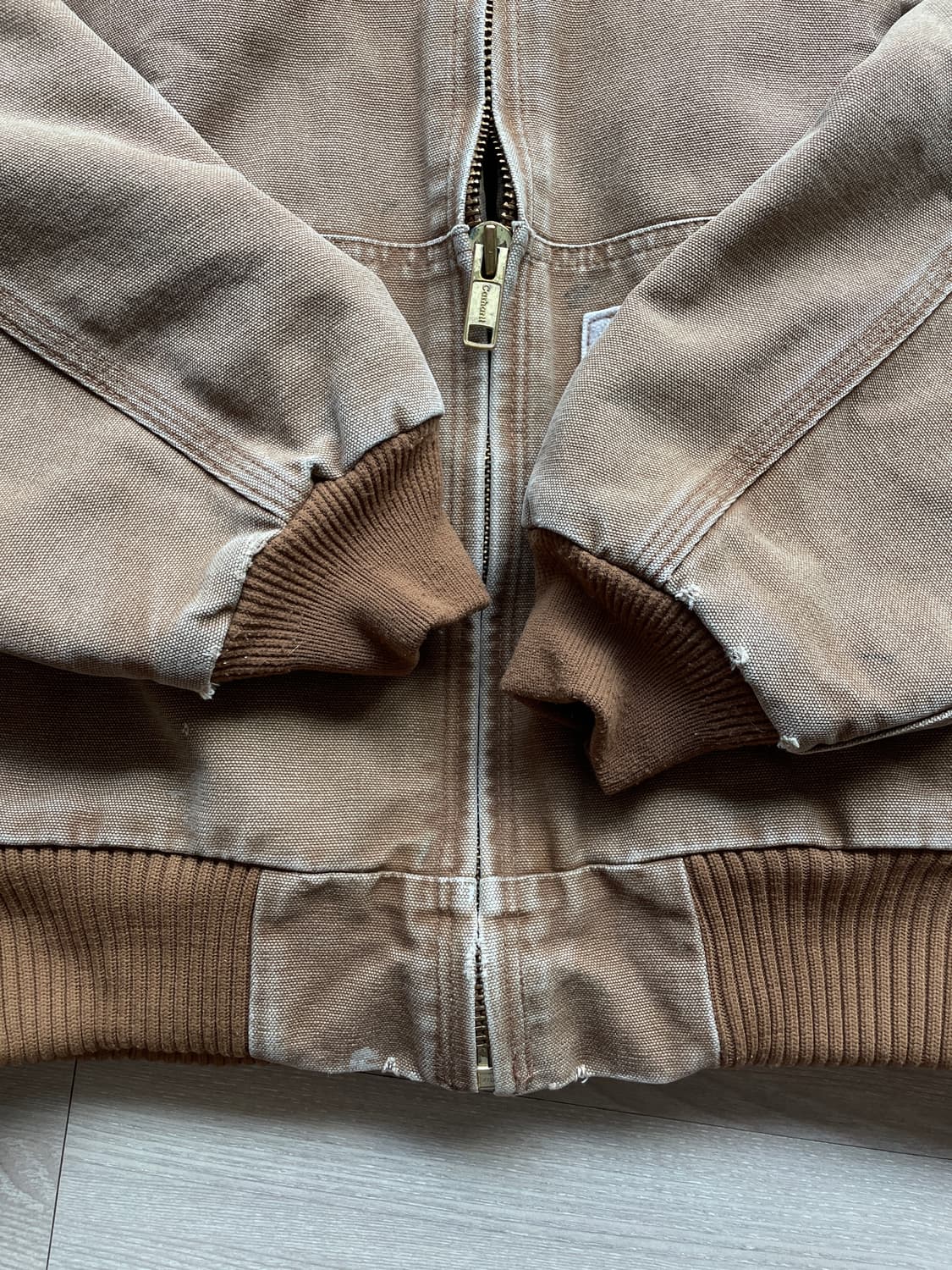 칼하트 j130 BRN 브라운 액티브 자켓 샌드스톤 빈티지 상품이미지5