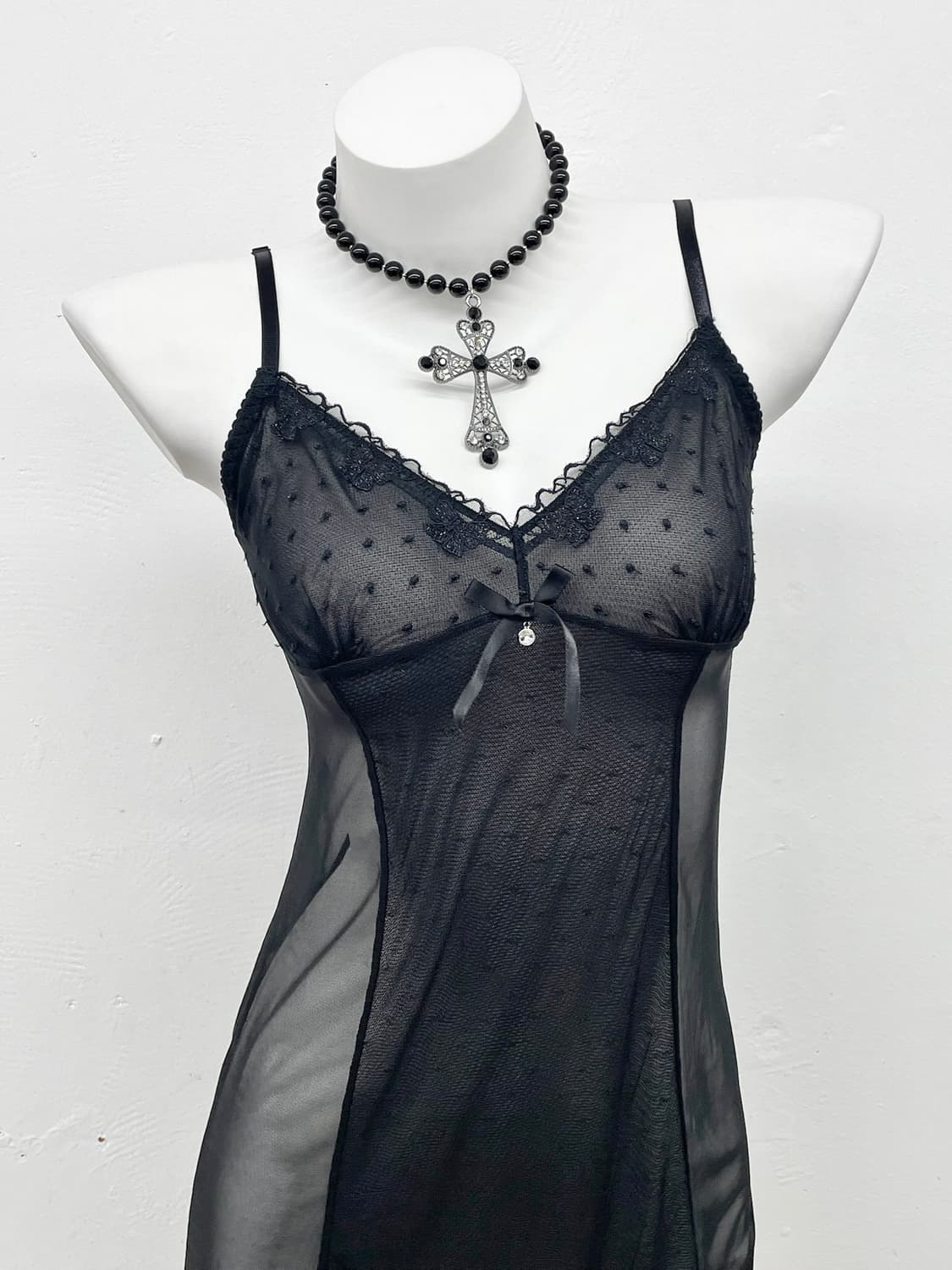 블랙 시어 레이스 슬립 상품이미지2