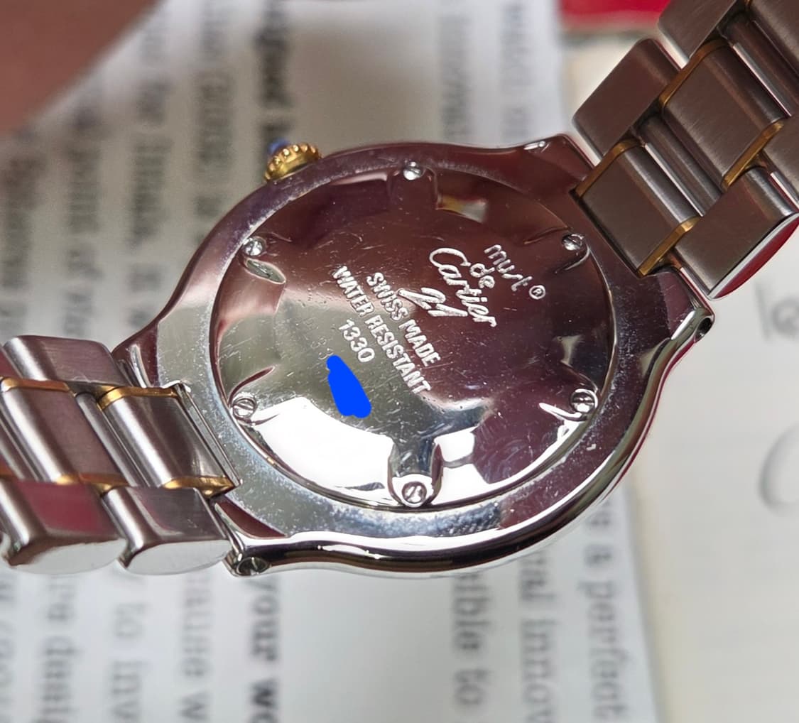 레어] 빈티지 까르띠에 머스트드 21C 콤비 남녀공용 31mm 블루핸즈  상품이미지8