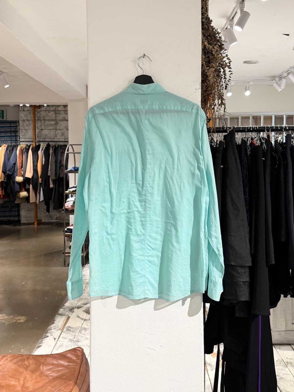 드리스 반 노튼 민트 시스루 텍스쳐 코튼 셔츠 상품이미지6