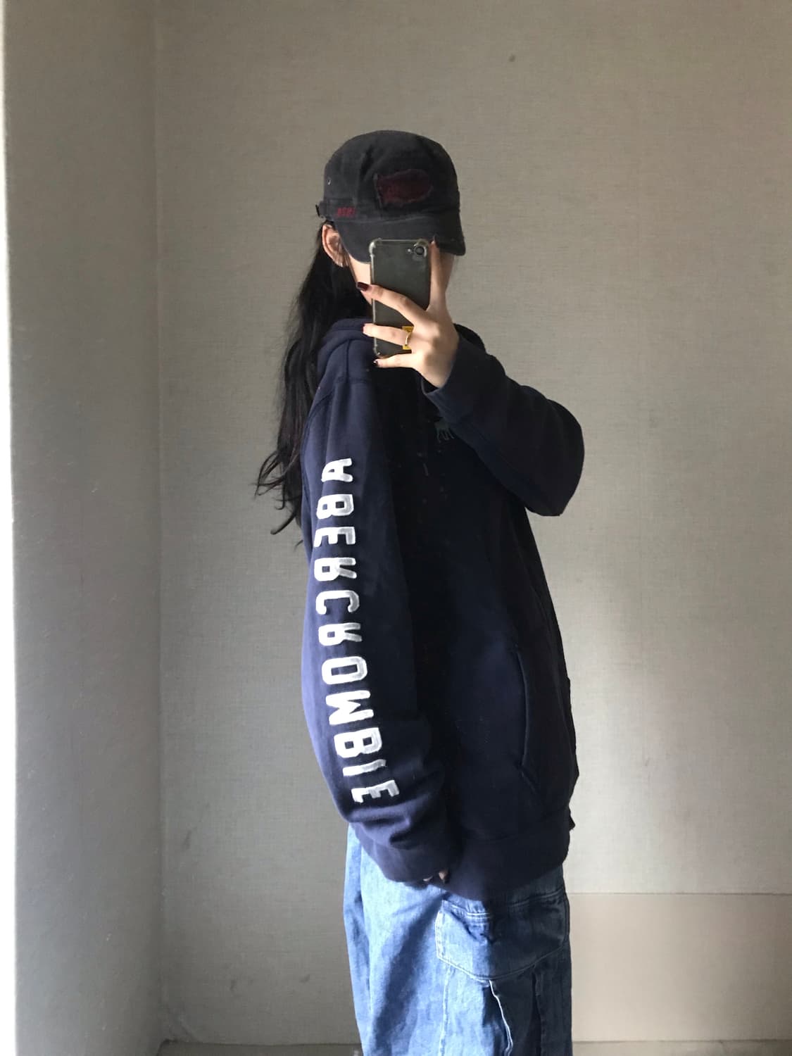 아베크롬비 네이비 사이드 로고 후드집업 상품이미지2