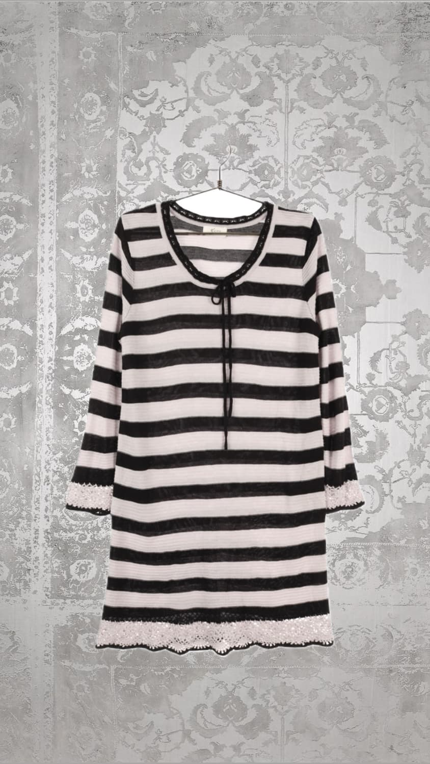 스트라이프 레이스 니트 원피스 L 상품이미지1