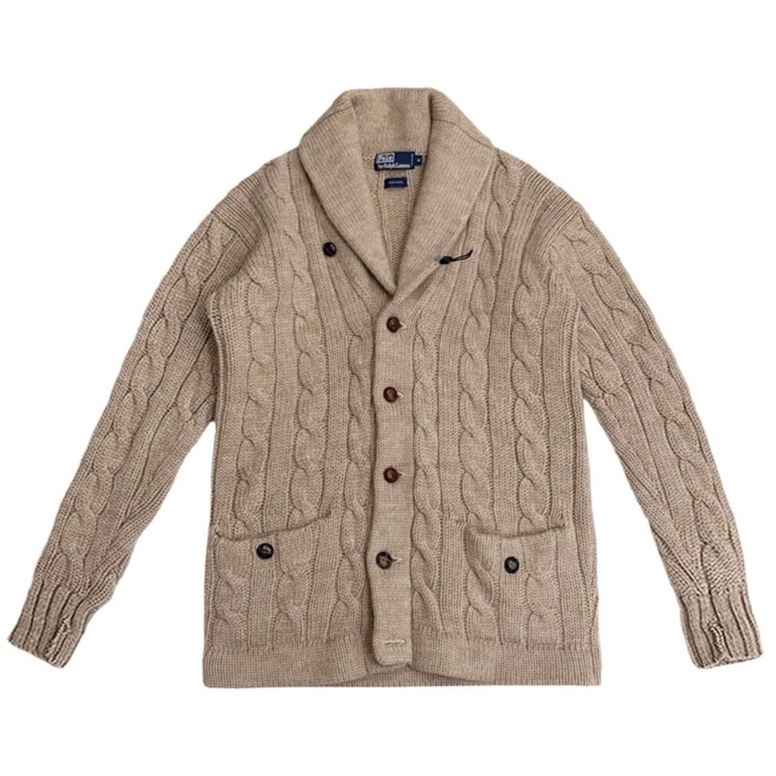 POLO 숄 카라 케이블 울 니트 가디건 M 상품이미지1