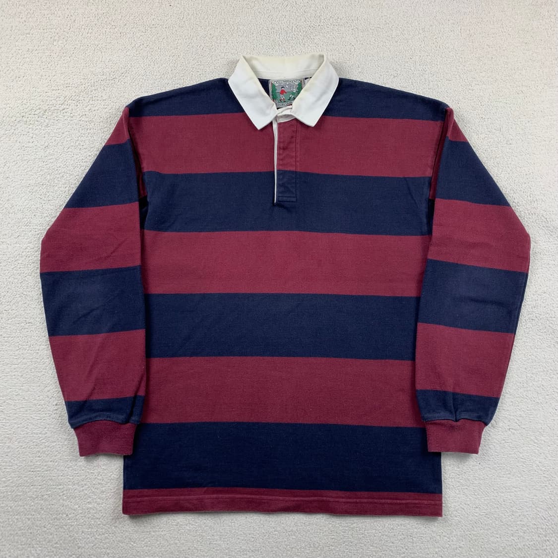 90s 미국빈티지 콜롬비아니트 럭비 티셔츠 버건디/네이비 상품이미지1