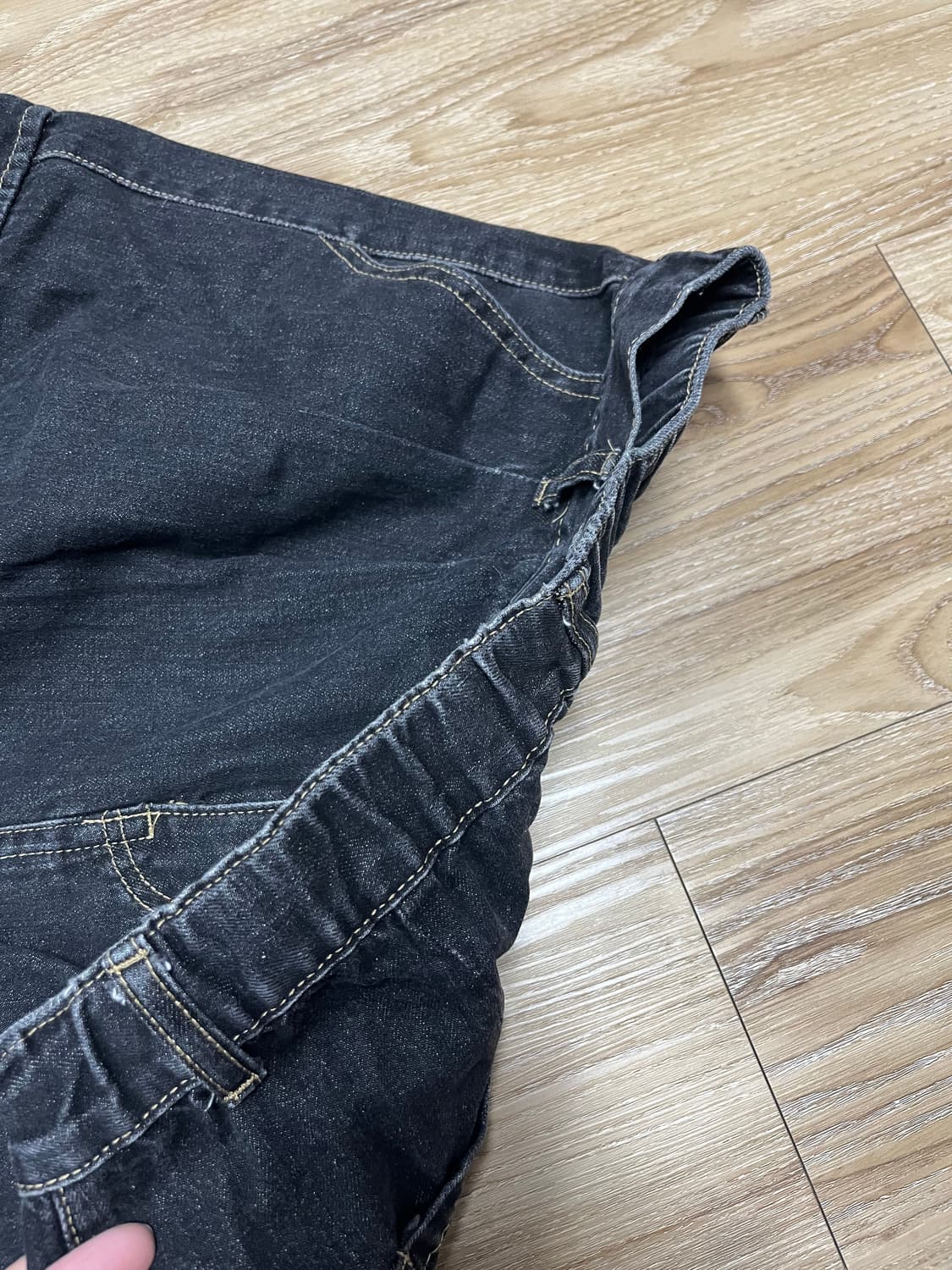 와이드 카고 흑청바지  상품이미지4