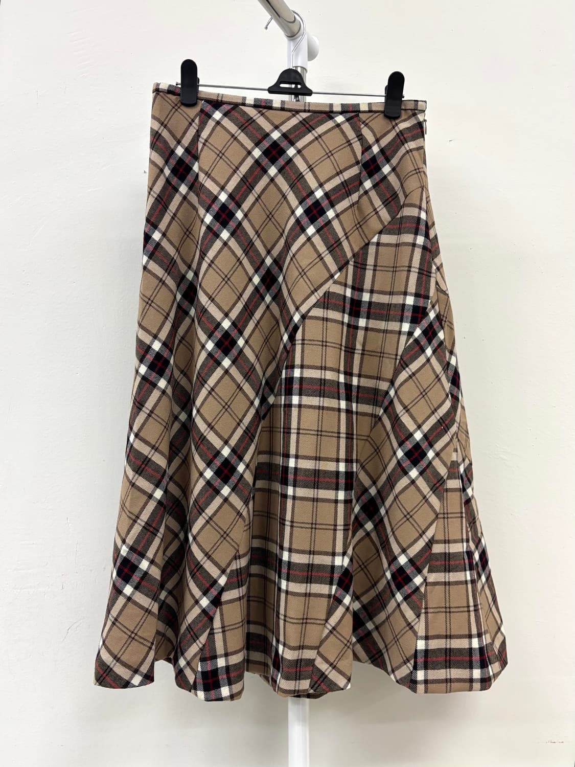 빈티지 베이지 체크 울 스커트 상품이미지4