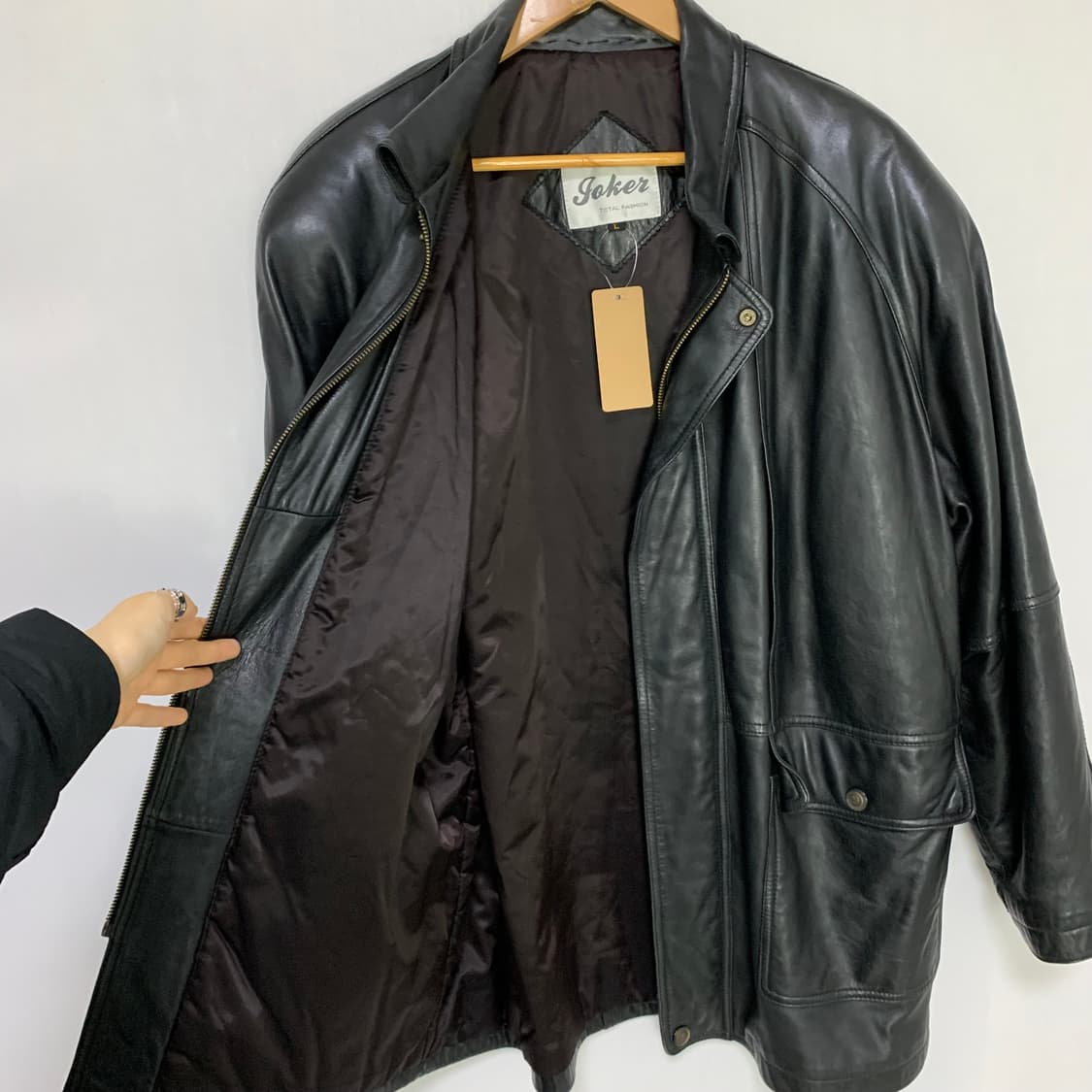 빈티지 블랙 루즈핏 양가죽 리얼레더 자켓 남성 L 남녀공용 하프코트 상품이미지8