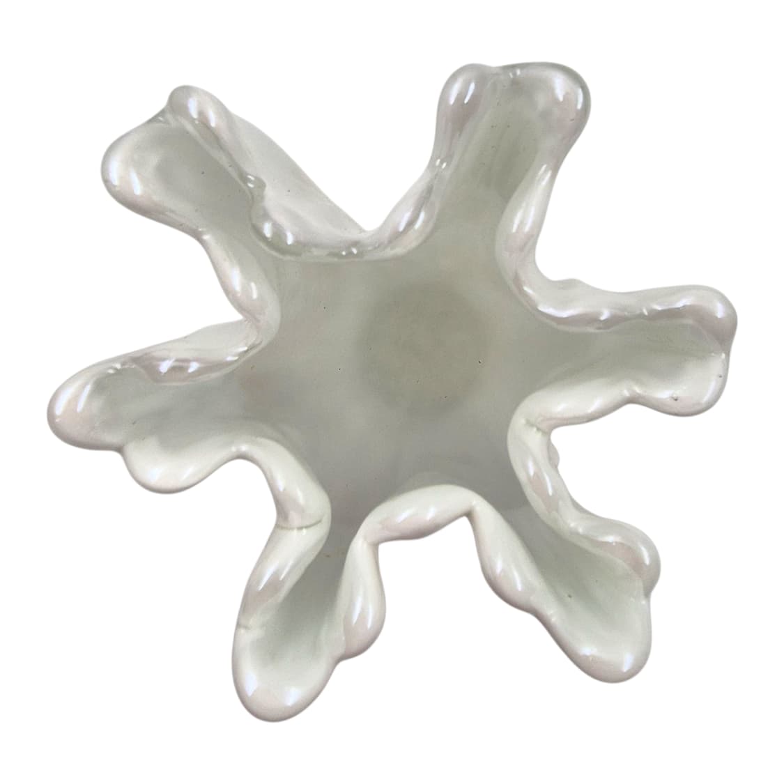 80s 쿠라타 아트글라스 진주 오로라 산호 꽃병 상품이미지3