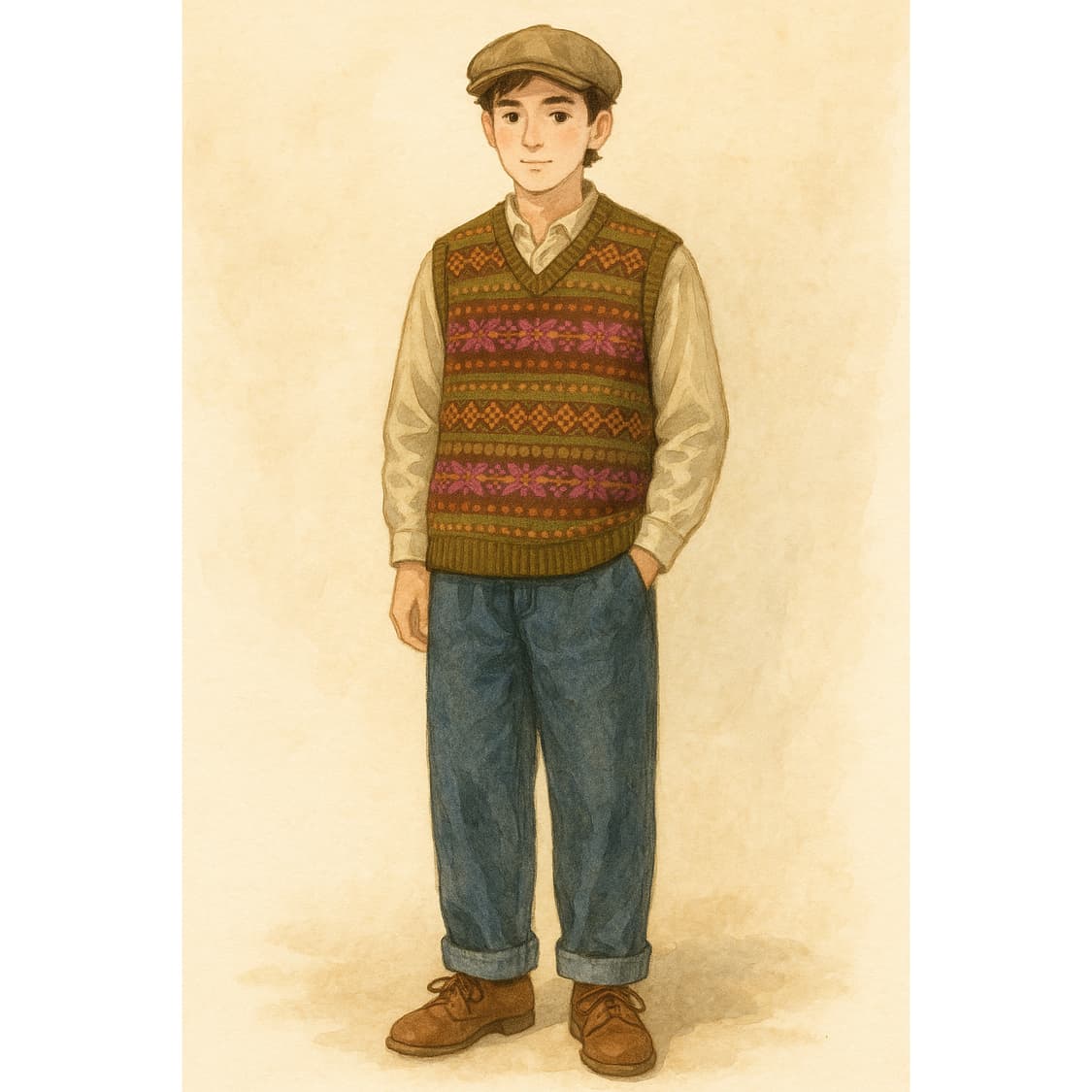 [L] 할리오브스코틀랜드 페어아일 퓨어울 니트 베스트  상품이미지6