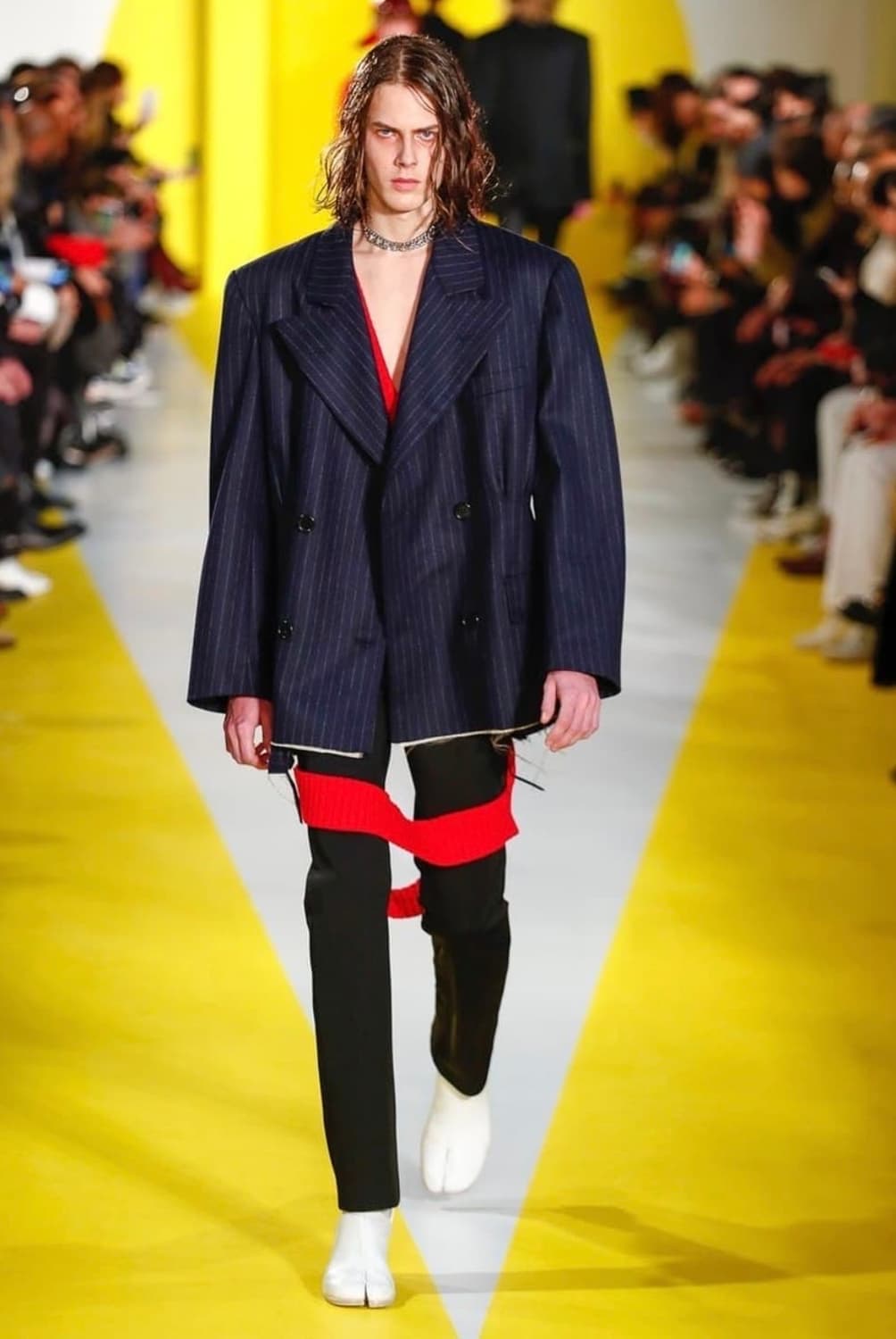 (구매) 마르지엘라 18AW 네이비 스트라이프 블레이저 상품이미지1