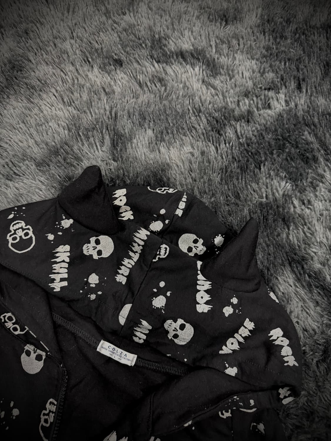 해골 패턴 블랙 악마귀 디테일 펑크 후드집업 상품이미지4