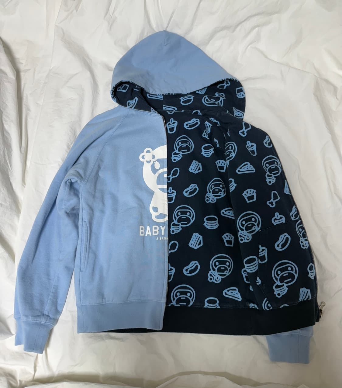 베이프 마일로 정크푸드 스카이블루 리버시블 양면 후드집업 상품이미지1