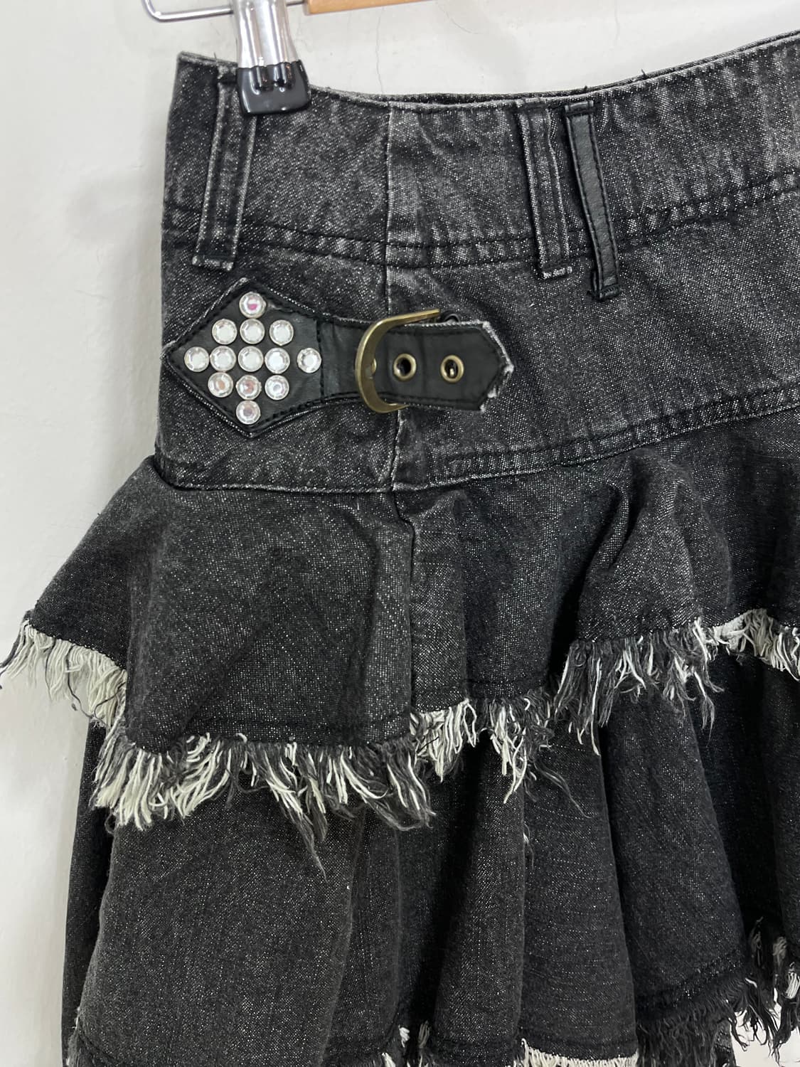 ALGONQUINS 알곤퀸즈 펑크 캉캉 흑청 데님 랩스커트 치마 상품이미지8