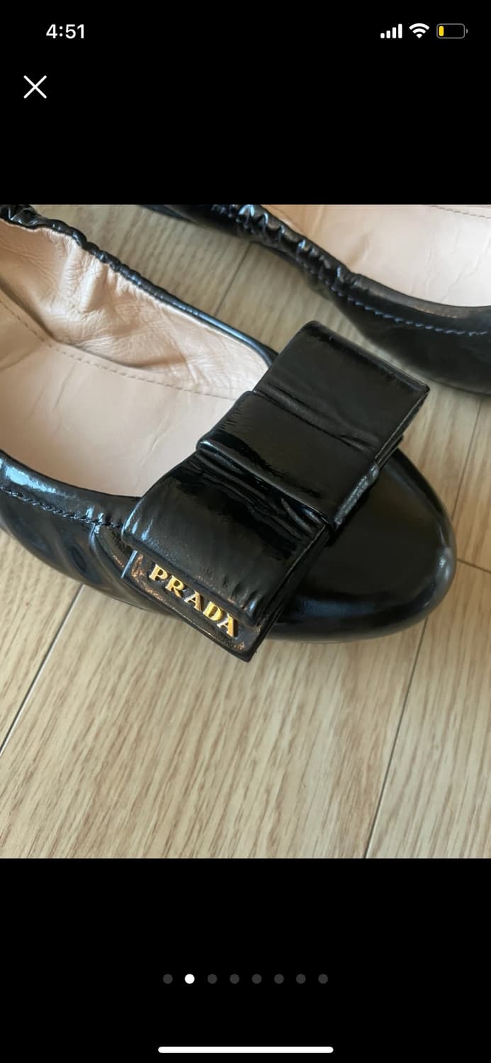 [정품] PRADA 프라다 블랙 레더 플랫슈즈 37 (235) 상품이미지2