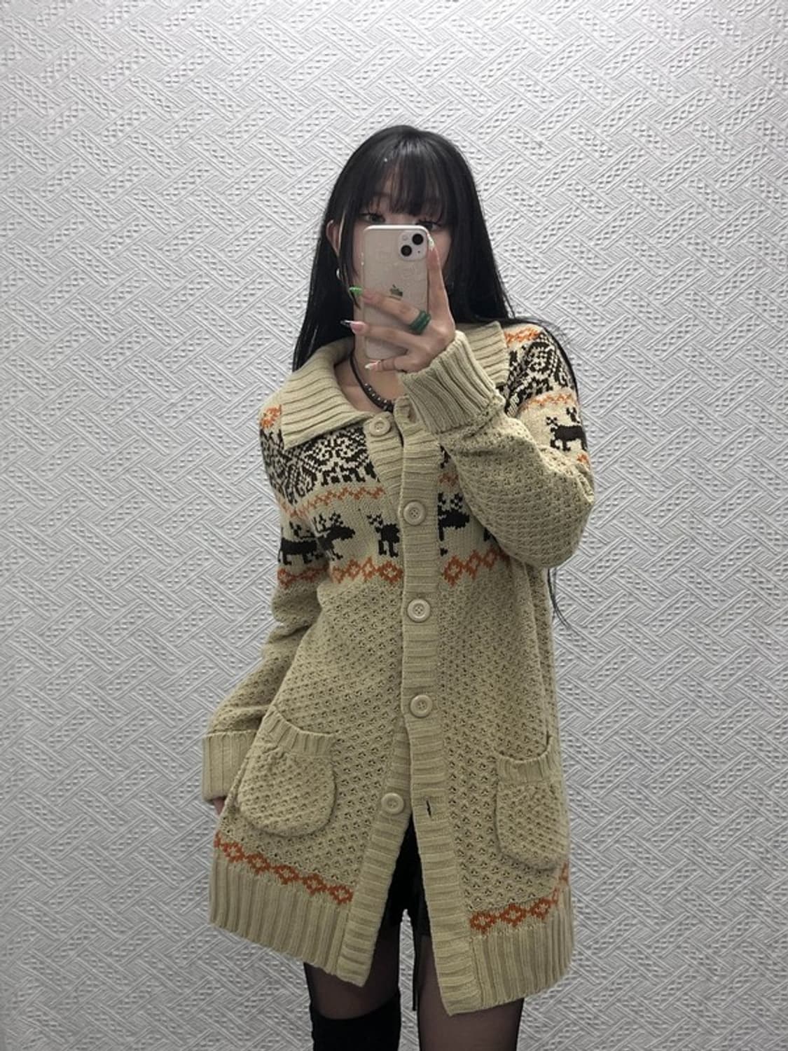 빈티지 코지 모리걸 노르딕 코위찬 여리핏 롱 가디건 LL C09055 상품이미지2