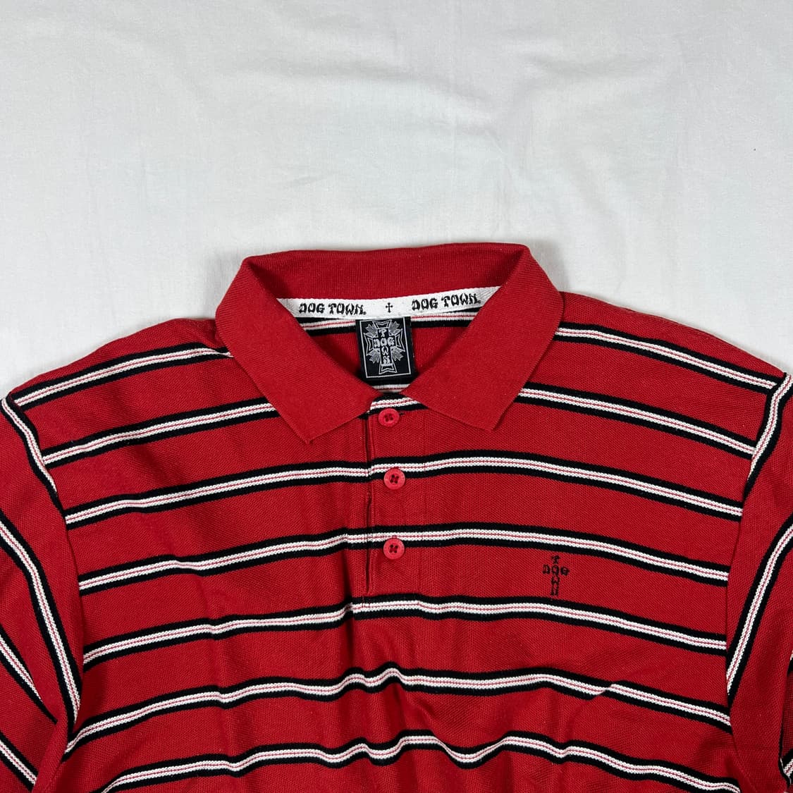 90’s 도그타운 스케이트보드 로고 스트라이프 반팔 피케셔츠 상품이미지2