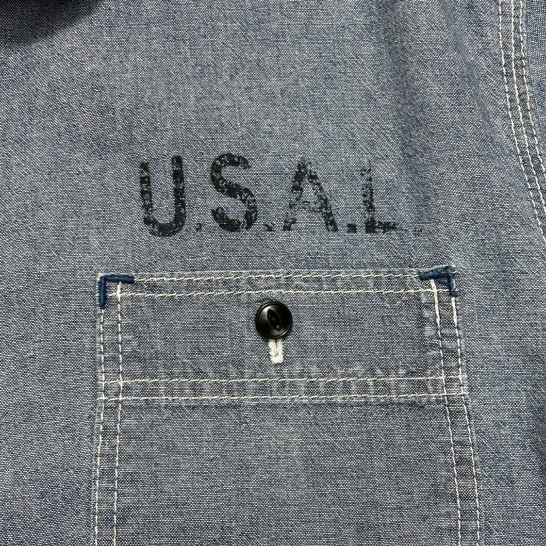 알파인더스트리 U.S.A.I 스탠실 디자인 샹브레이 셔츠 M 상품이미지2