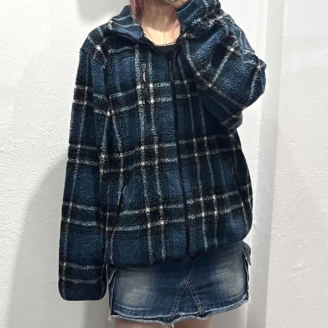 제이프레스 체크 후리스 상품이미지1