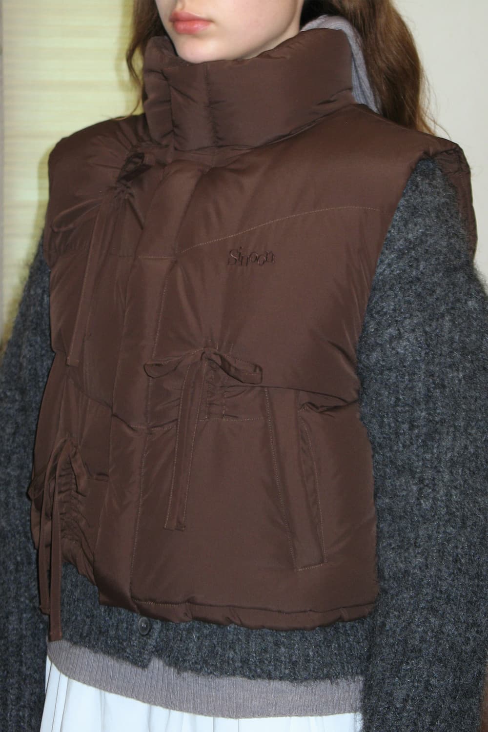 Sinoon ribbon detail puffer vest 상품이미지4