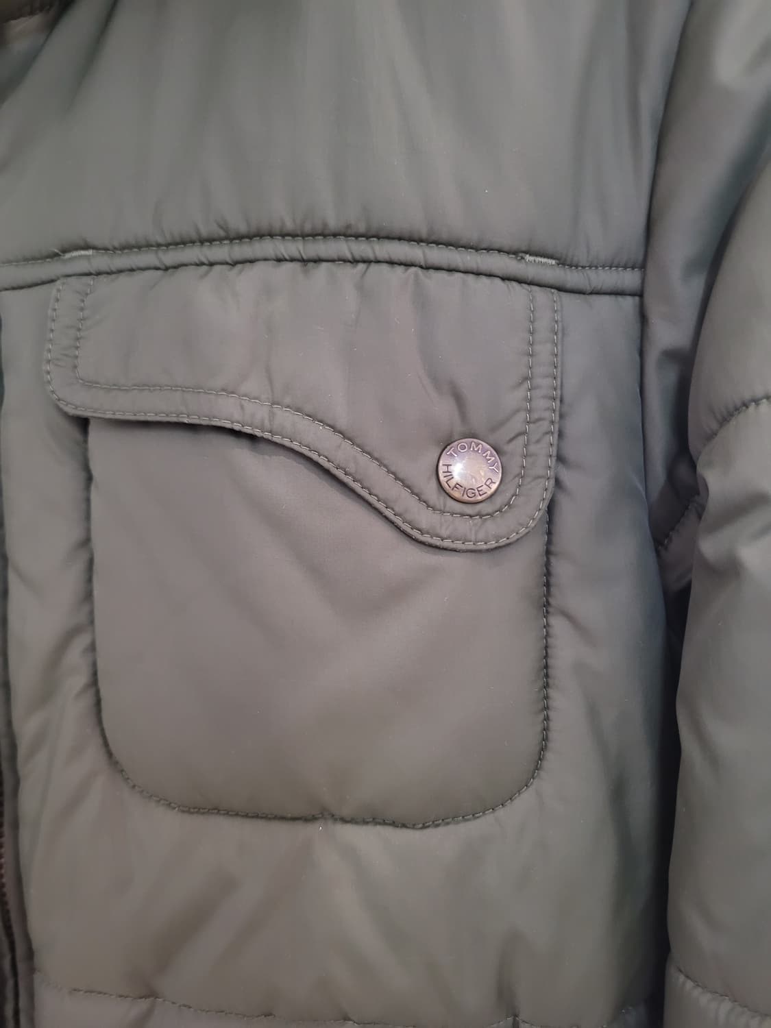 타미힐피거 카키색 후드 코요테퍼 숏패딩 봄버 44~55 상품이미지4