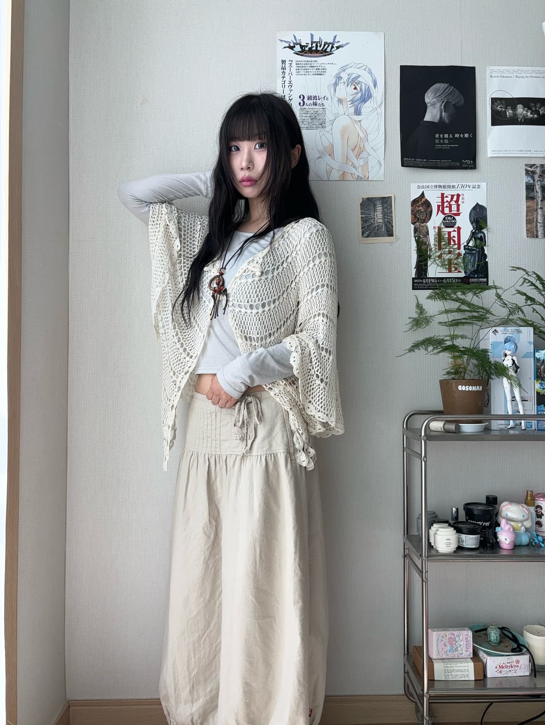 모리 크로쉐 니트 케이프 가디건 상품이미지1